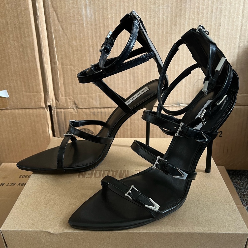 Steve Madden Simone Pointed Toe Strappy High Heel Sandals